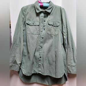 Madewell Women's Tomboy Button Up Long Sleeve Shirt Medium Cotton Khaki Green